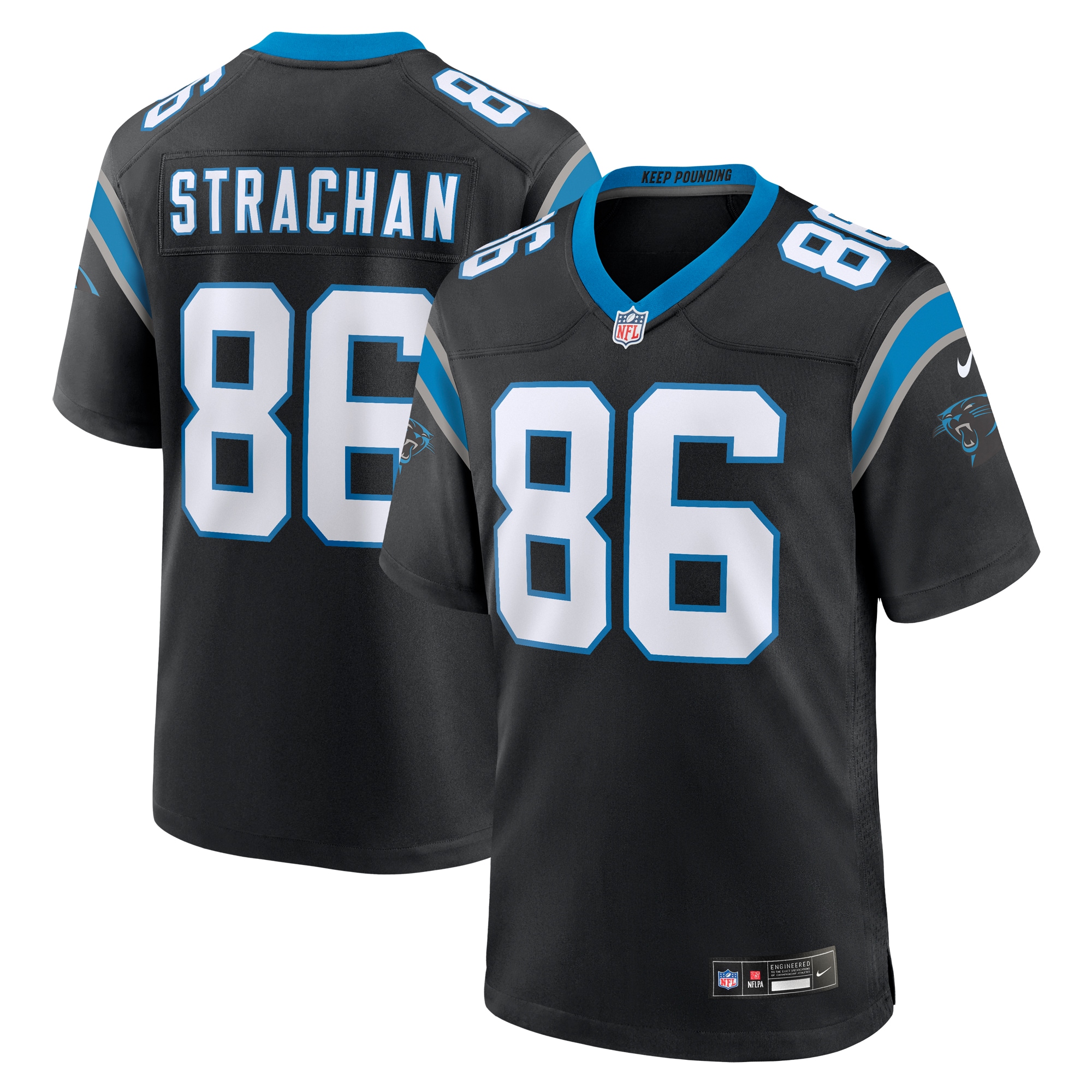 Men’s Carolina Panthers Mike Strachan  Black  Game Jersey