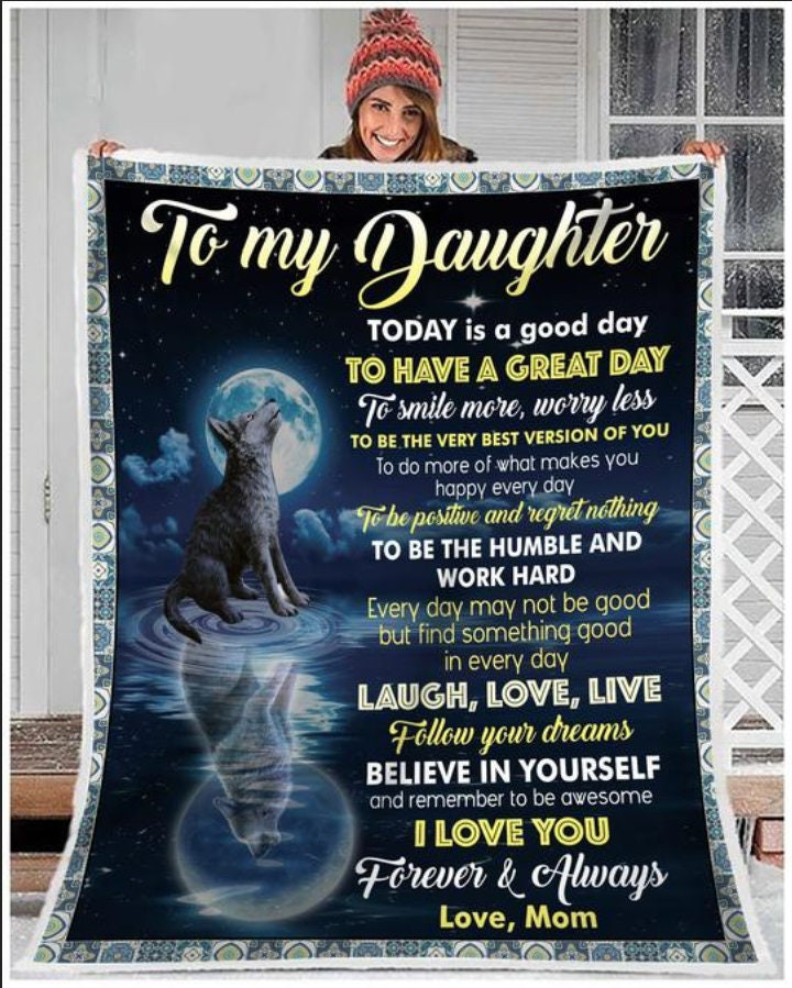 To My Daughter Forever And Always Wolf – Blanket Gift For Daughter Christmas Blanket Daughter Grandma Christmas Gift Custom Blanket