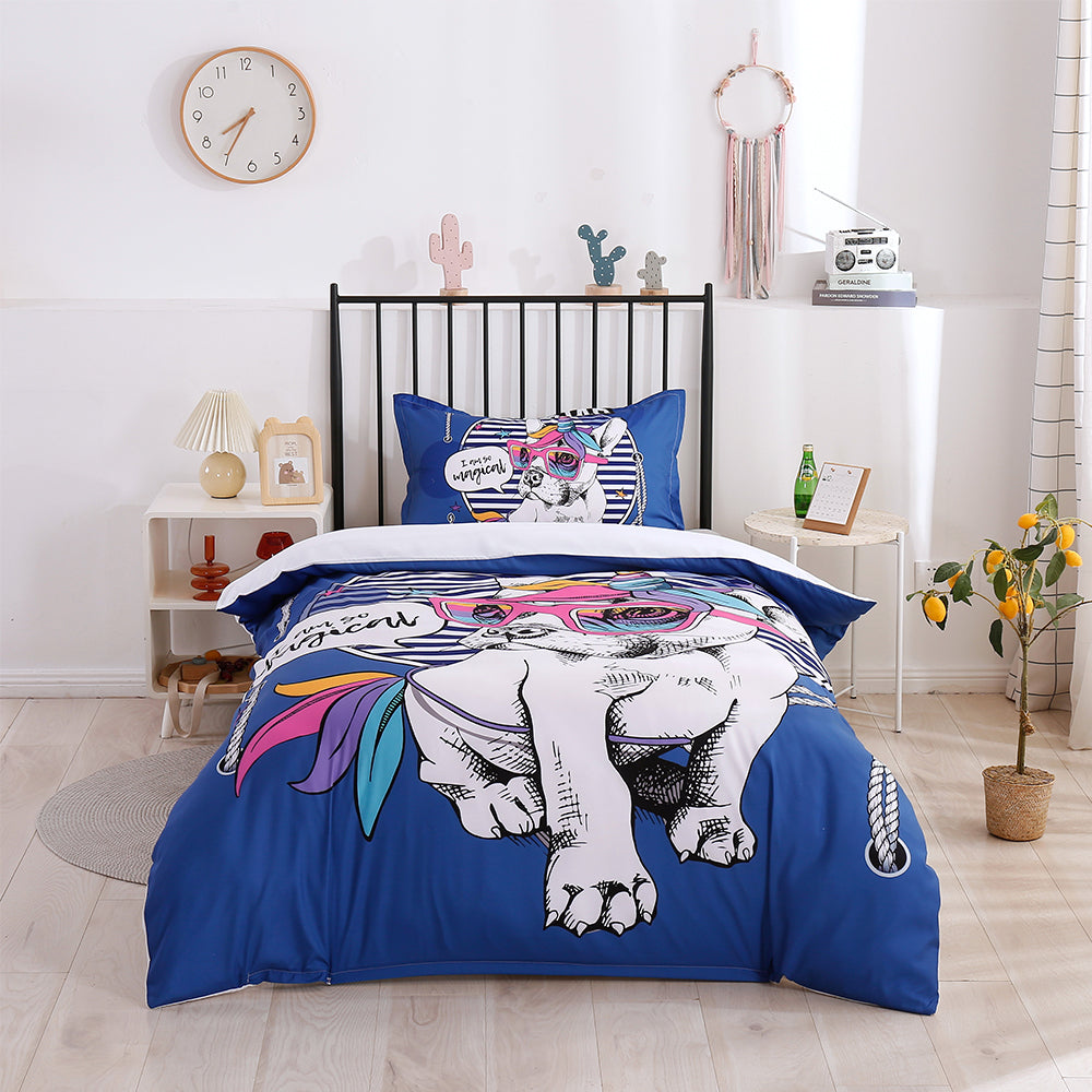 3D Cartoon Animal Blue Dog Quilt Cover Set Bedding Set Duvet Cover Pillowcases 200