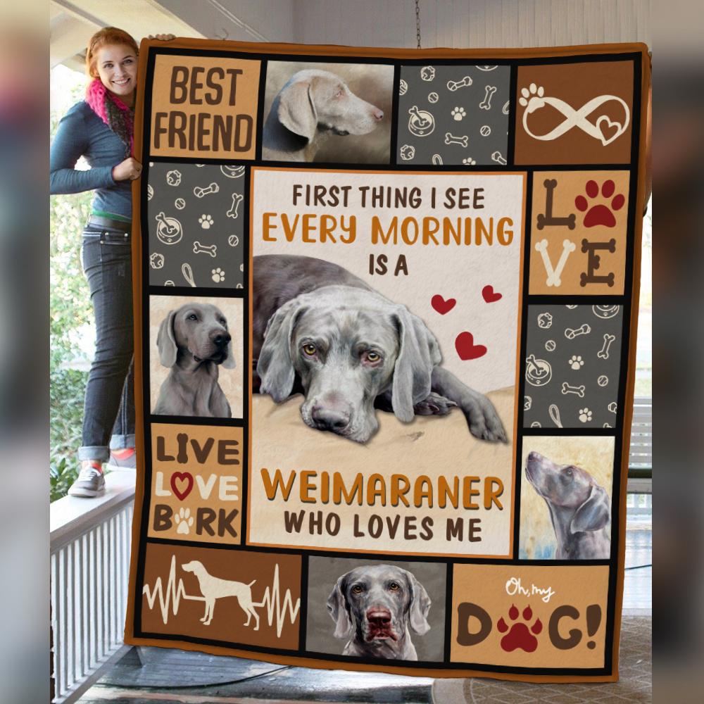 Weimaraner Dog Fleece Blanket, Sherpa Blanket, Gift For Parent, Family Member, Friends Gift, Christmas Gift, Home Decor, Home Living