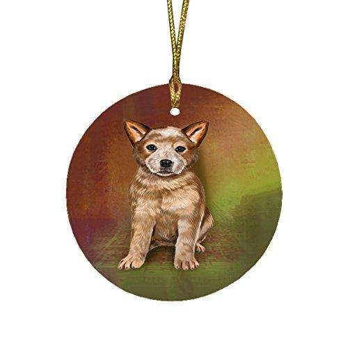 Australian Cattle Puppy Dog Round Christmas Ornament