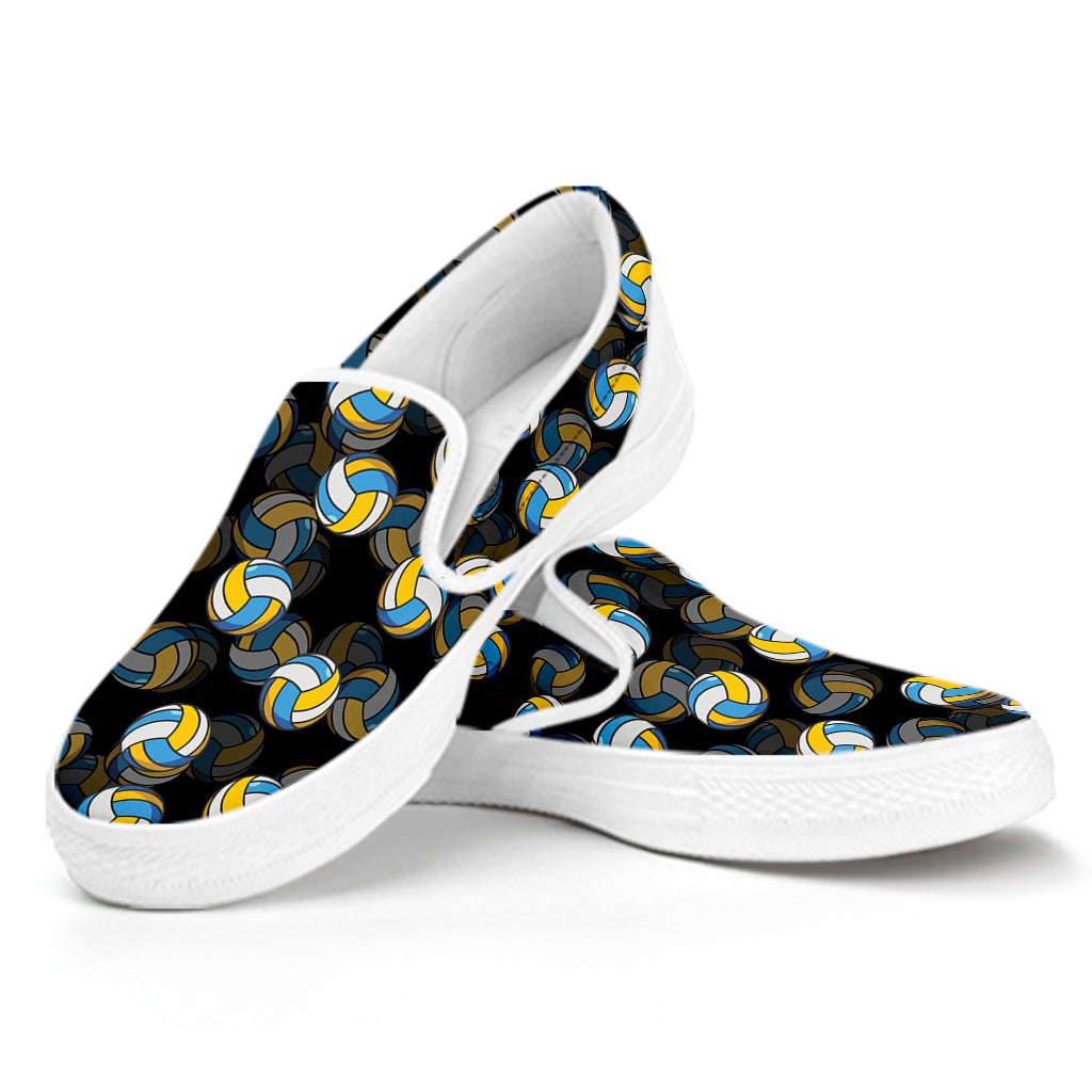 Volleyball Pattern Print White Slip On Shoes