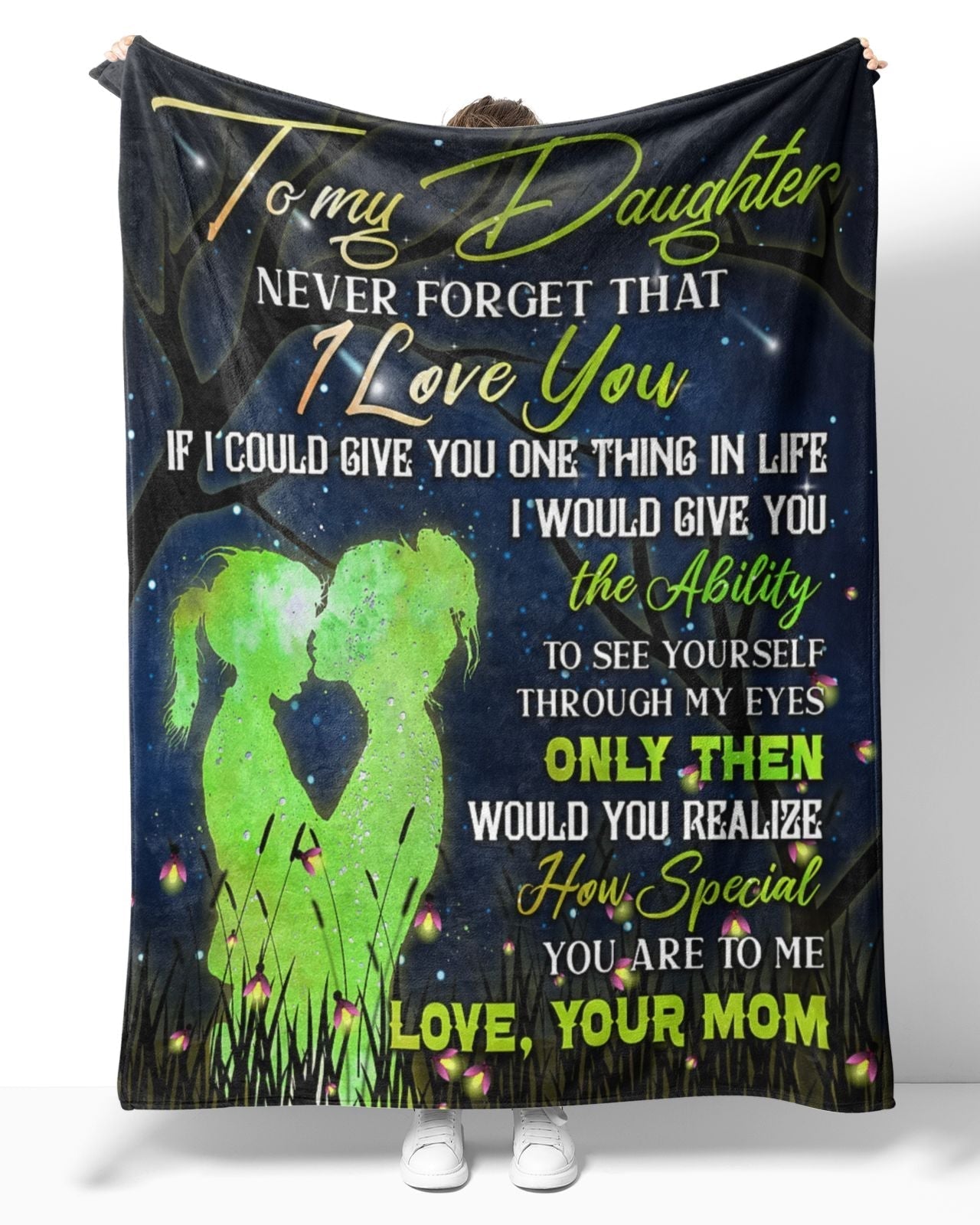 Personalized To My Daughter Green Lucky Blanket From Mom, To My Daughter Never Forget That I Love You Kiss Baby Blanket Gifts For Daughter