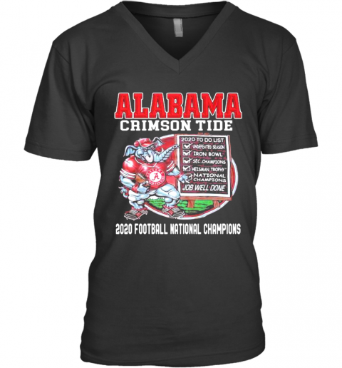 Alabama Crimon Tide 2020 Football National Champions Elephant V-Neck T-Shirt