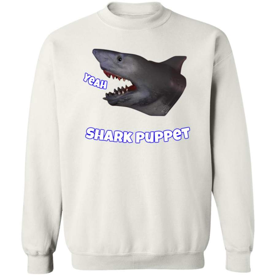 Shark puppet merch men women plus size clothing white sweatshirt