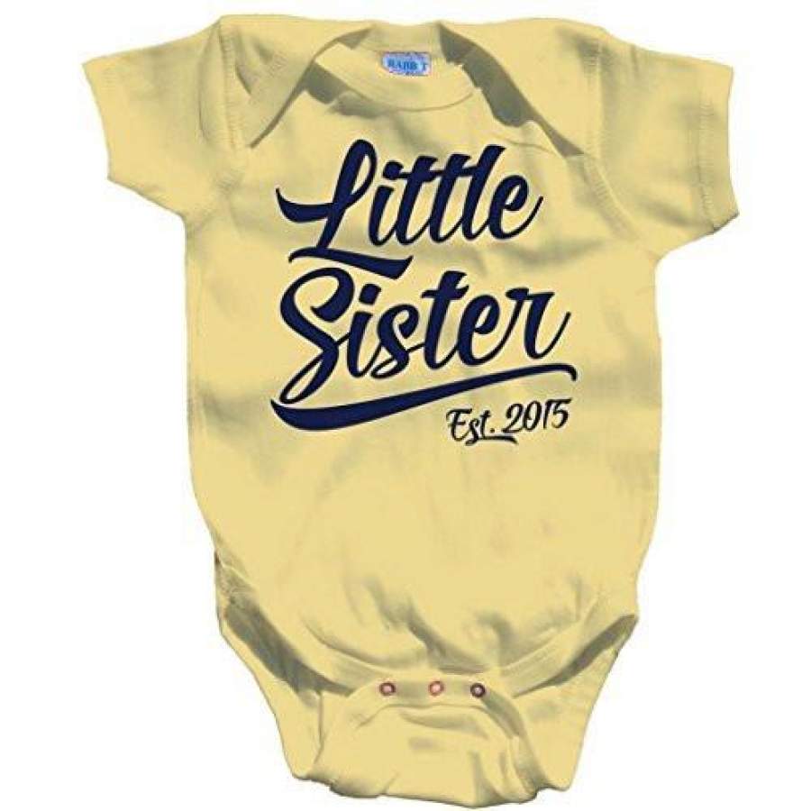 Shirts By Sarah Baby Girl’s Little Sister Est. 2015 One Piece Creeper Bodysuit