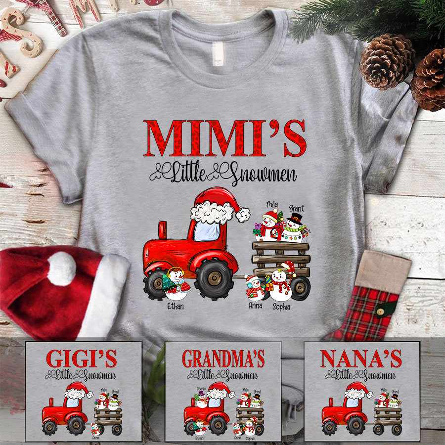 Personalized Christmas Grandma Little Snowmen Shirt, 2022 Christmas Grandma Shirt, Christmas Red Truck Mimi Shirt, Snowman Grandma Shirt