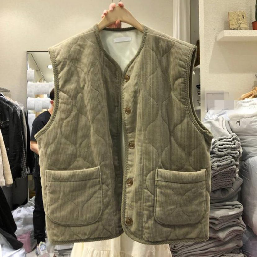 Vests Women Solid Pockets All-match Thickening Keep Warm Winter Clothing Sleeveless Leisure Outwear Elegant Lady Single Breasted alx