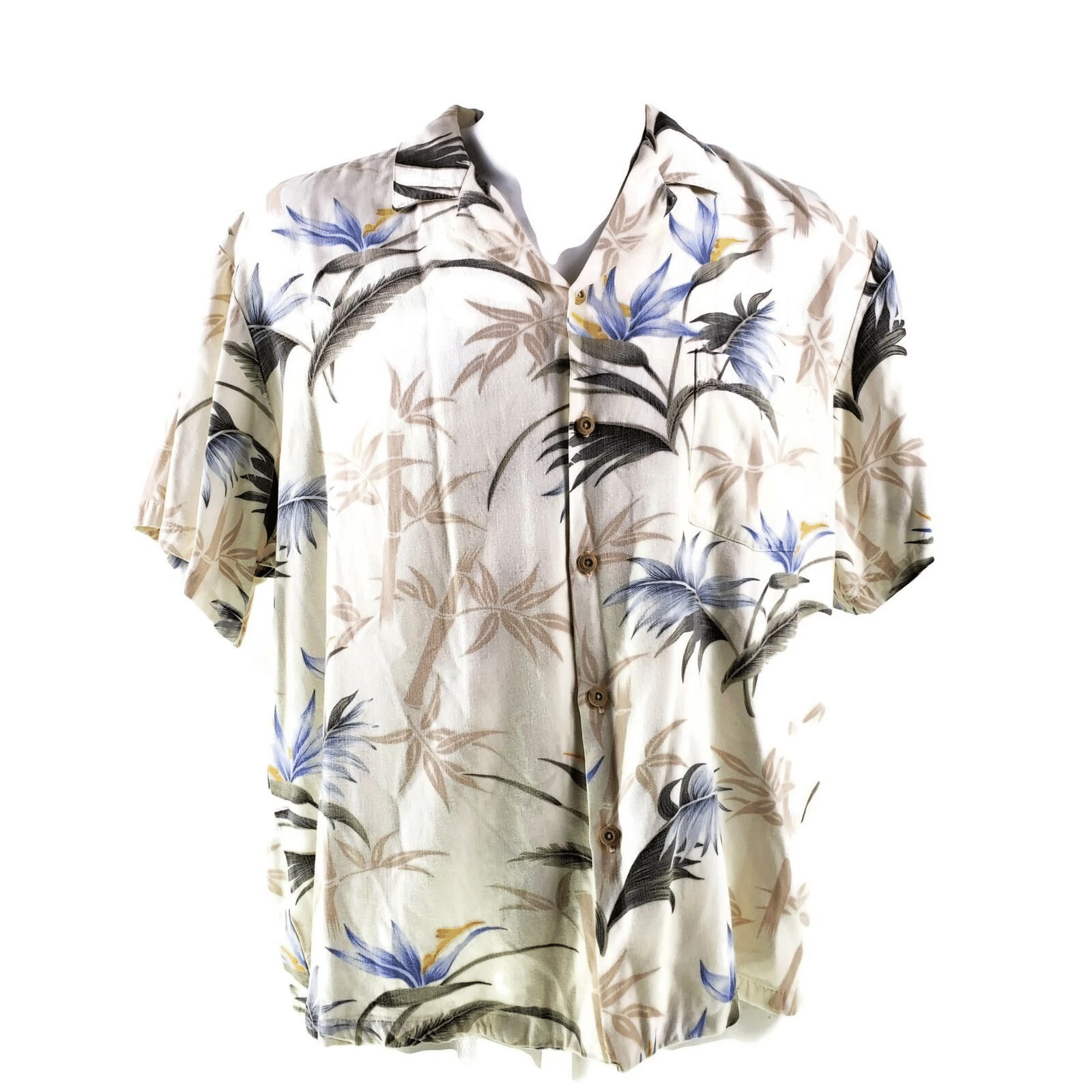 Paradise Found Large Floral Bird Of Bamboo Rayon Hawaii Aloha Shirt Ha35022