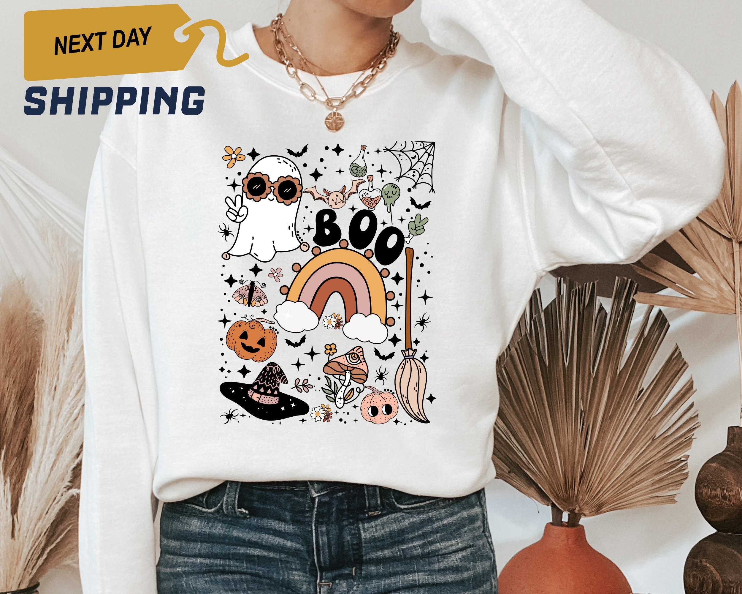 Vintage Halloween Sweatshirt, Halloween Sweater, Halloween Shirts for Women, Halloween Crewneck - Halloween Collection 2024 Moderndaydecors Fashion