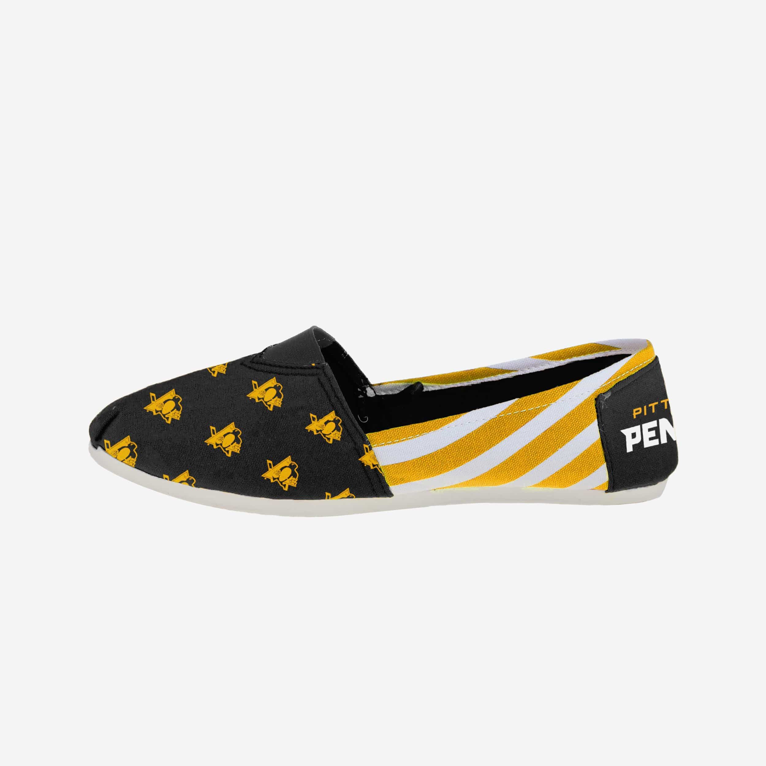 Pittsburgh Penguins Womens Stripe Canvas Shoe