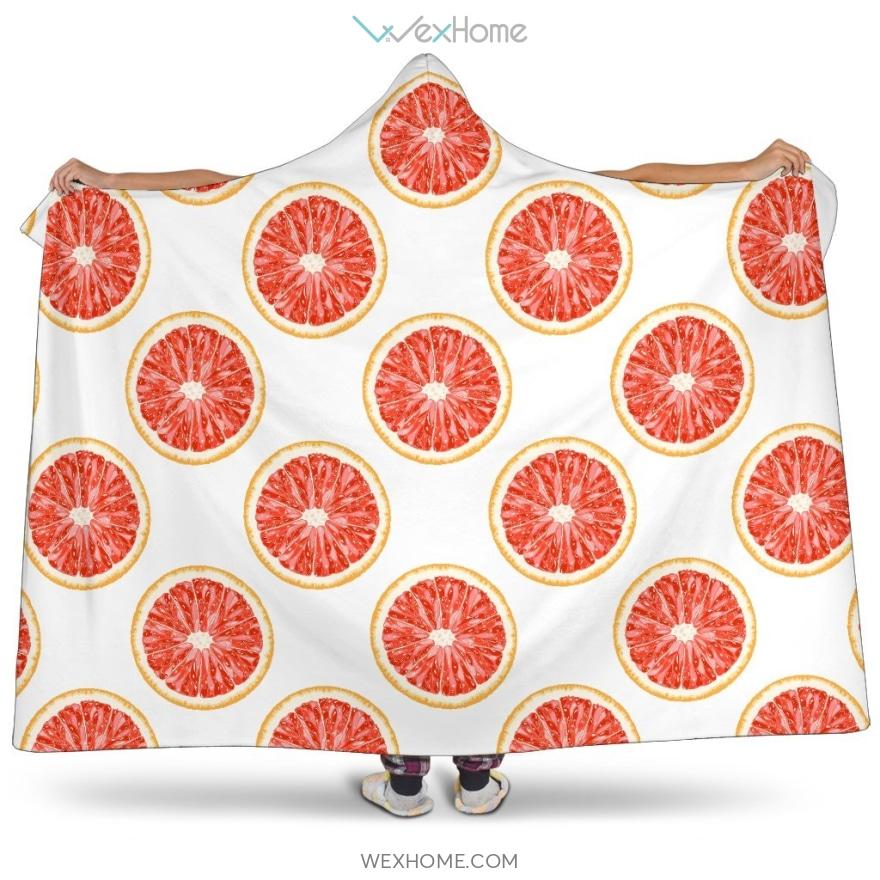 Grapefruit Pattern Hooded Blanket