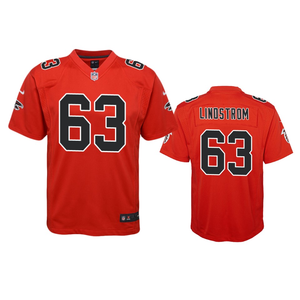 Atlanta Falcons Chris Lindstrom Red Color Rush Game Jersey