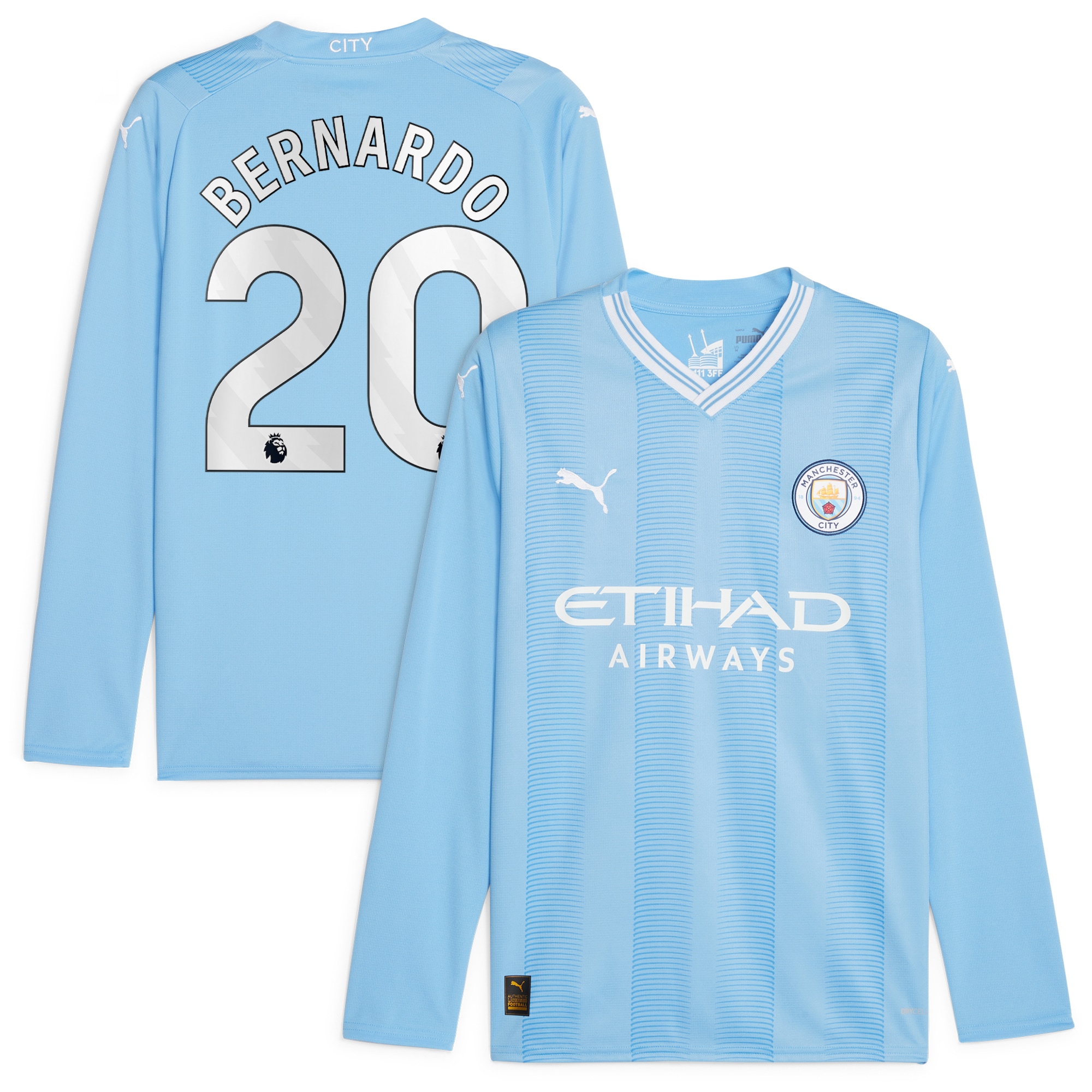 Bernardo Silva Manchester City 2023/24 Home Replica Player Long Sleeve Jersey – Sky Blue