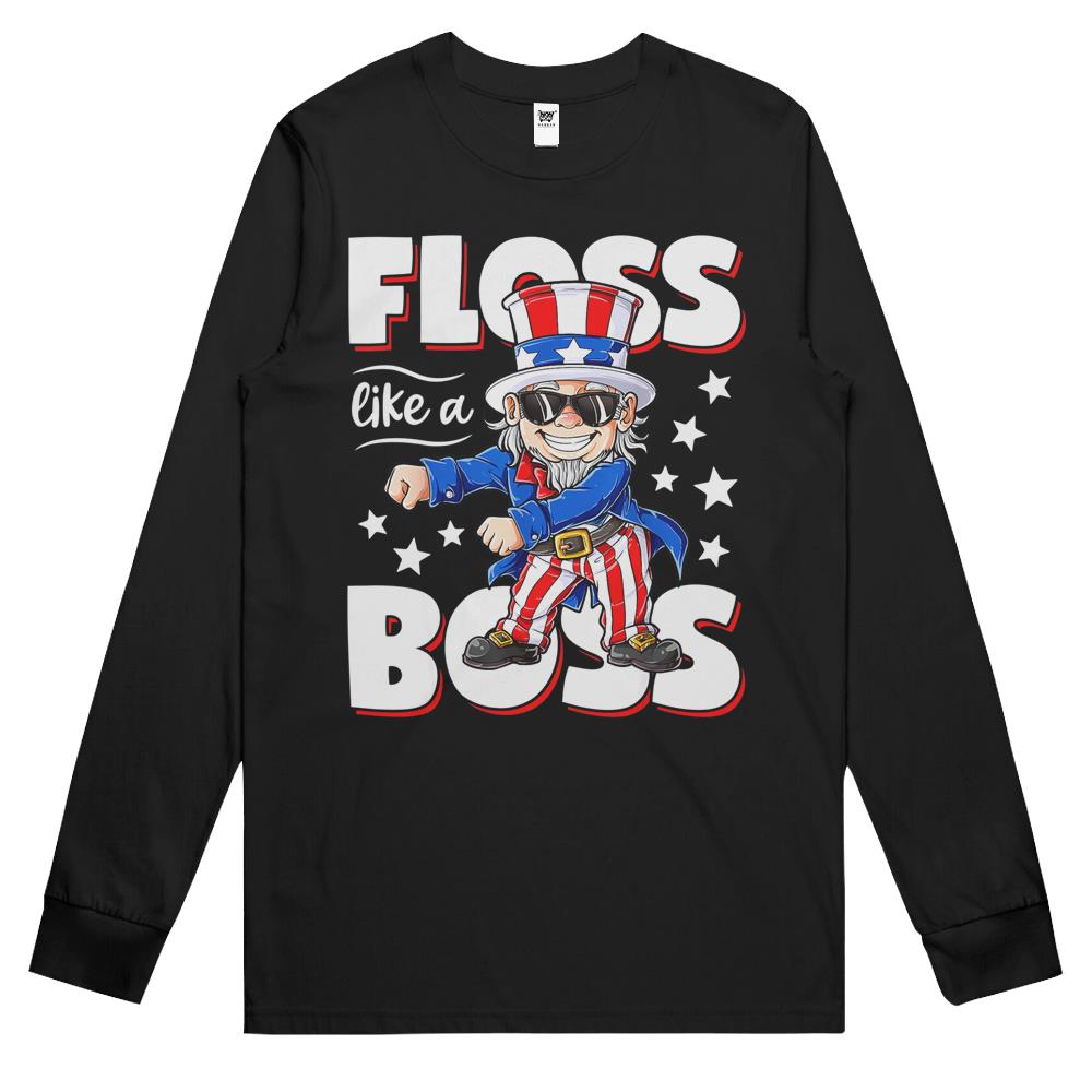 4Th July Shirts, Fourth Of July Long Sleeve T Shirts, 4Th Of July Long Sleeve T Shirts, Floss Like A Boss 4Th Of July Shirt Uncle Sam Shirts Long Sleeve T Shirts