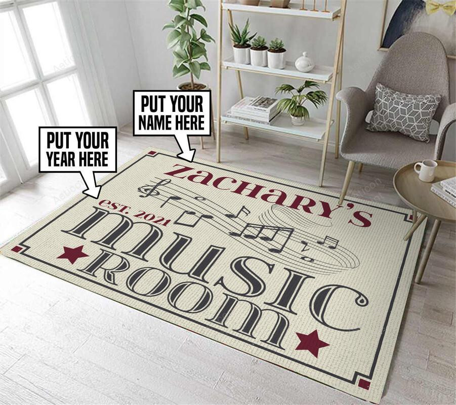 Personalized Music Room Area Rug Carpet Vintage Home Decor Gift Idea 3