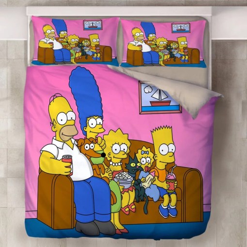 Anime The Simpsons Homer J Simpson 2 Duvet Cover Pillowcase Home Decor 3D Bedding Set