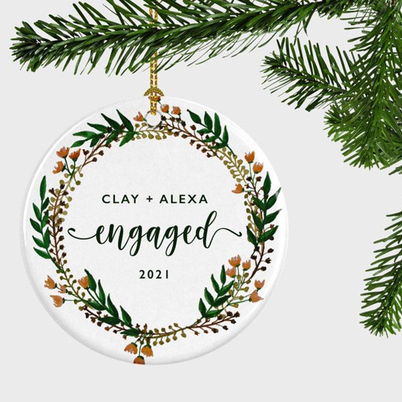 [Personalized Name & Date] Christmas Ornaments, Engagement Ornaments