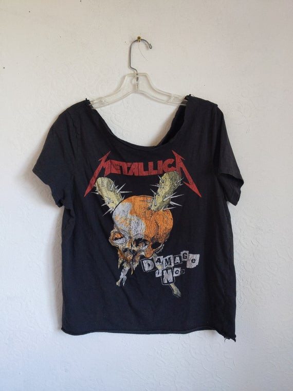 Vintage Metallica Shirt Band Shirt Cut Upcycled Concert Shirt Heavy Metal Thrash Shirt