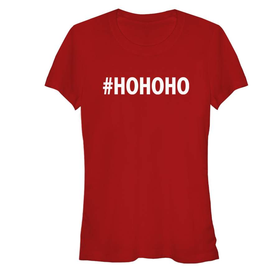 Lost Gods Junior’s Christmas Hashtag Ho Ho Ho  T Shirt Red