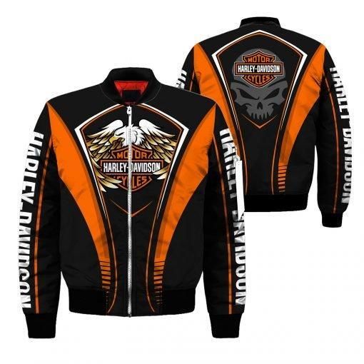 Motorbike Harley Davidson Cycles Bomber Jacket Colors Classic Zippered Bomber Jacket All Over Printed 3D Jacket