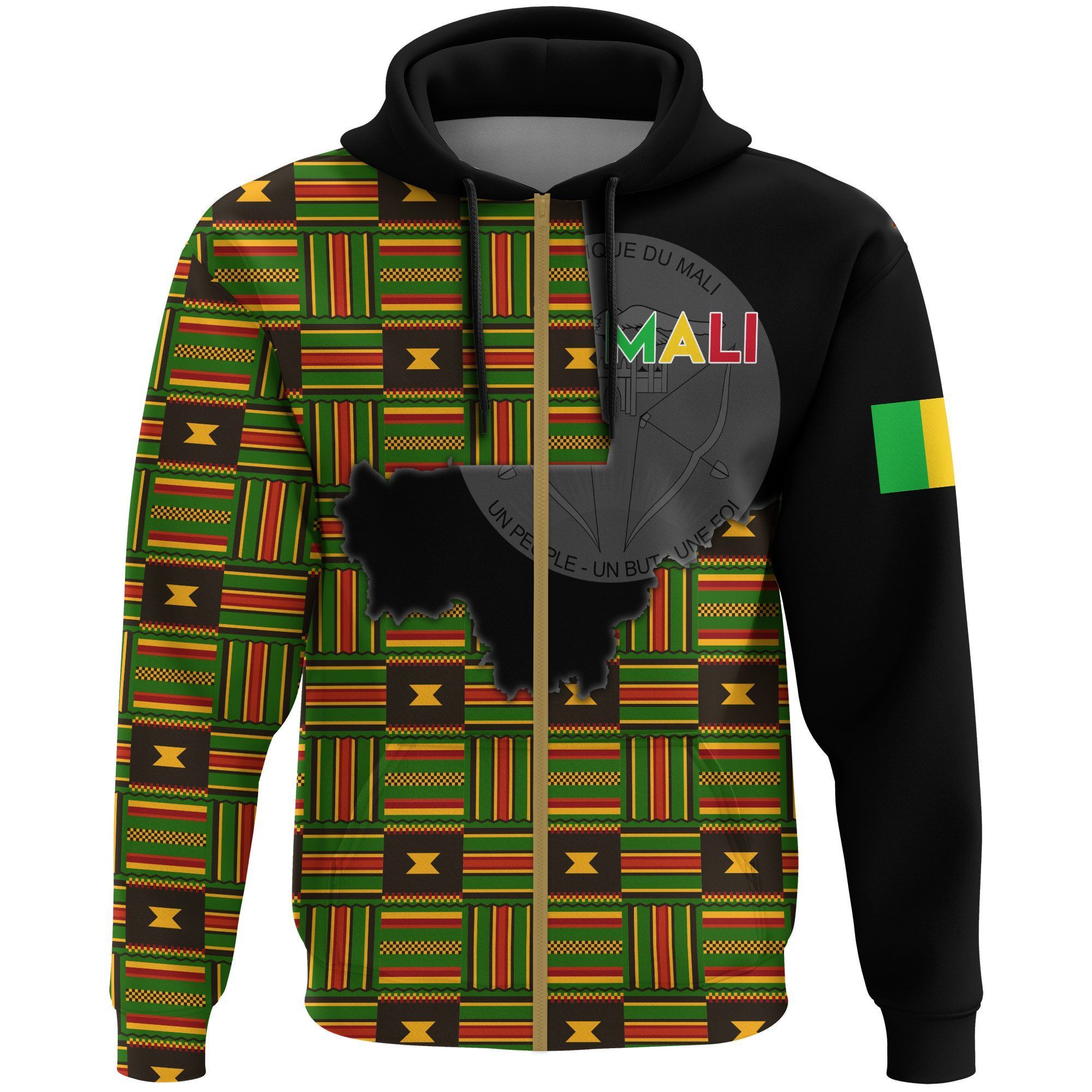 Unisex Mali Mali Map Kente Flag 3D Zip Hoodie All Over Print