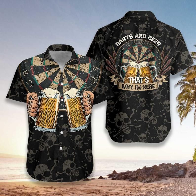 Darts And Beer Black Brown Unique Design Hawaii Shirt Ha64608