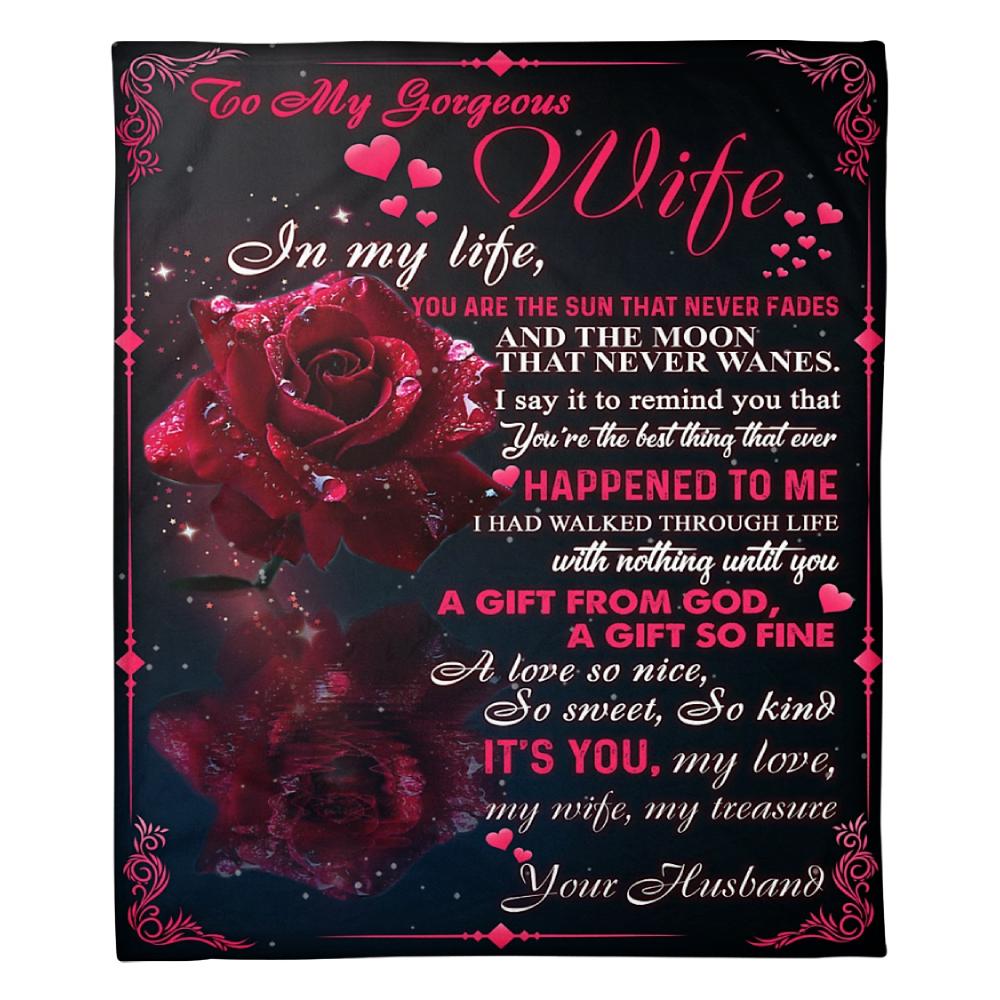 To My Wife My Love My Life My Treasure Fleece Blanket Family Gift Home Decor Bedding Couch Sofa Soft And Comfy Cozy