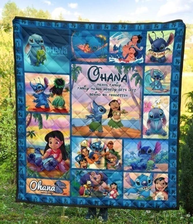 Stitch Ohana Cartoon Quilt Blanket Fan Gift Idea