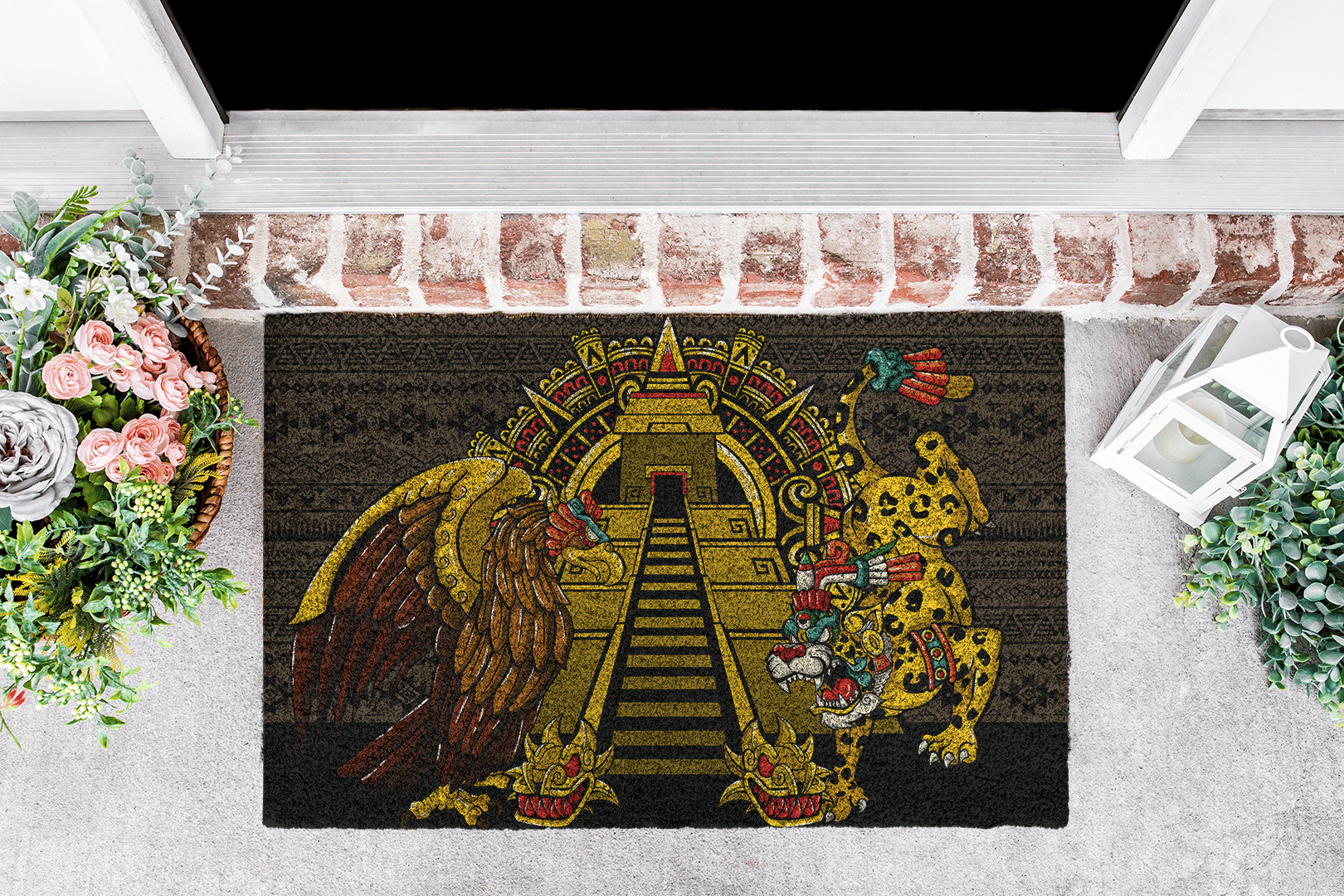 Aztec Jaguar Eagle Warriors Our Real Heroes Aztec 3D All Over Printed Doormat