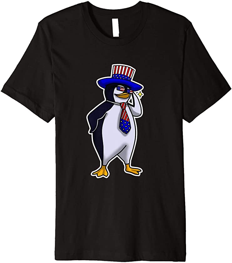 Cool USA Independence Day Penguin Gift Celebration Lover Premium T-Shirt