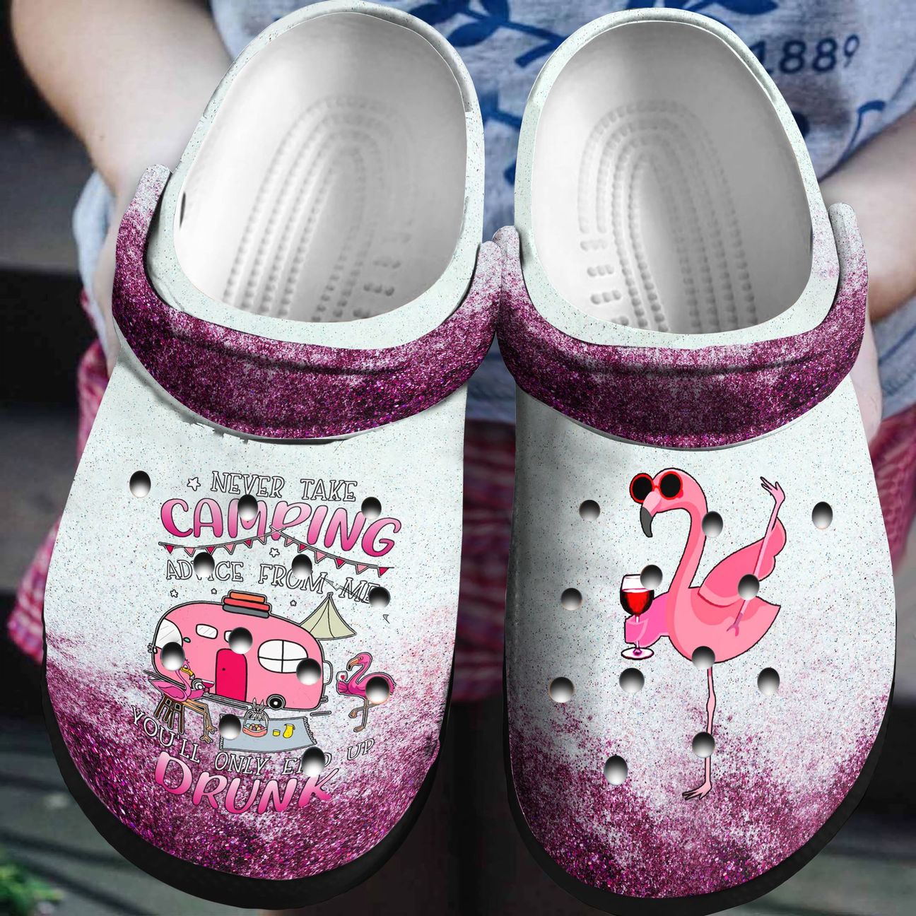 Camping Personalized Clog, Custom Name, Text, Color, Number Fashion Style For Women, Men, Kid, Print 3D Camping Flamingo