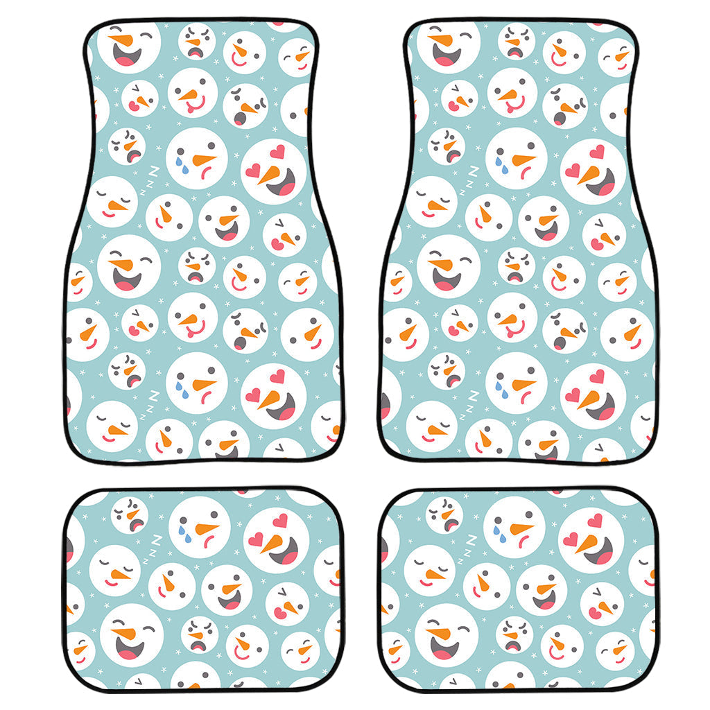 Snowman Emoji Pattern Print Front And Back Car Floor Mats, Front Car Mat