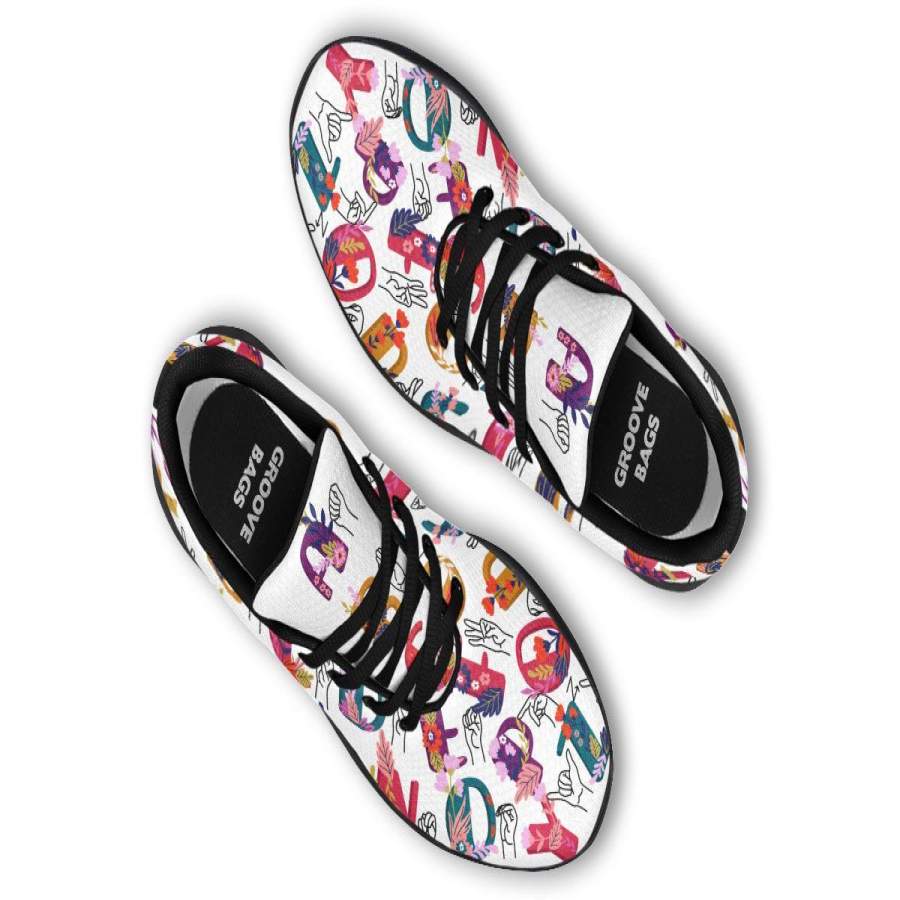 ASL Floral Alphabet Sneakers ReadingLLC