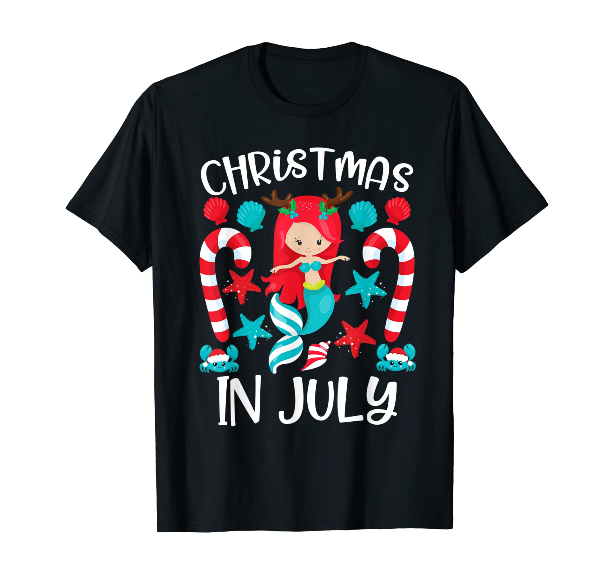 Christmas In July Cute Mermaid Summer T-Shirt