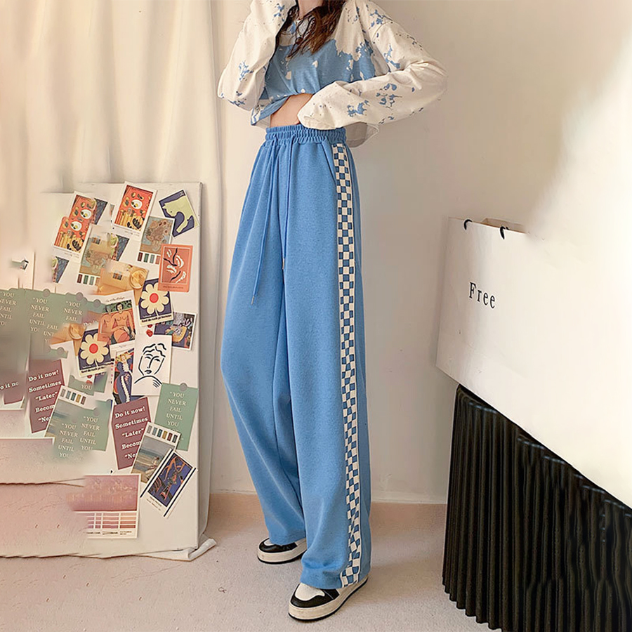 Y2K High Waist Casual Wide Leg Pants Sweatpants Women Straight Oversize Pant Spring Summer Fall Black Sporty Streetwear Trousers alx