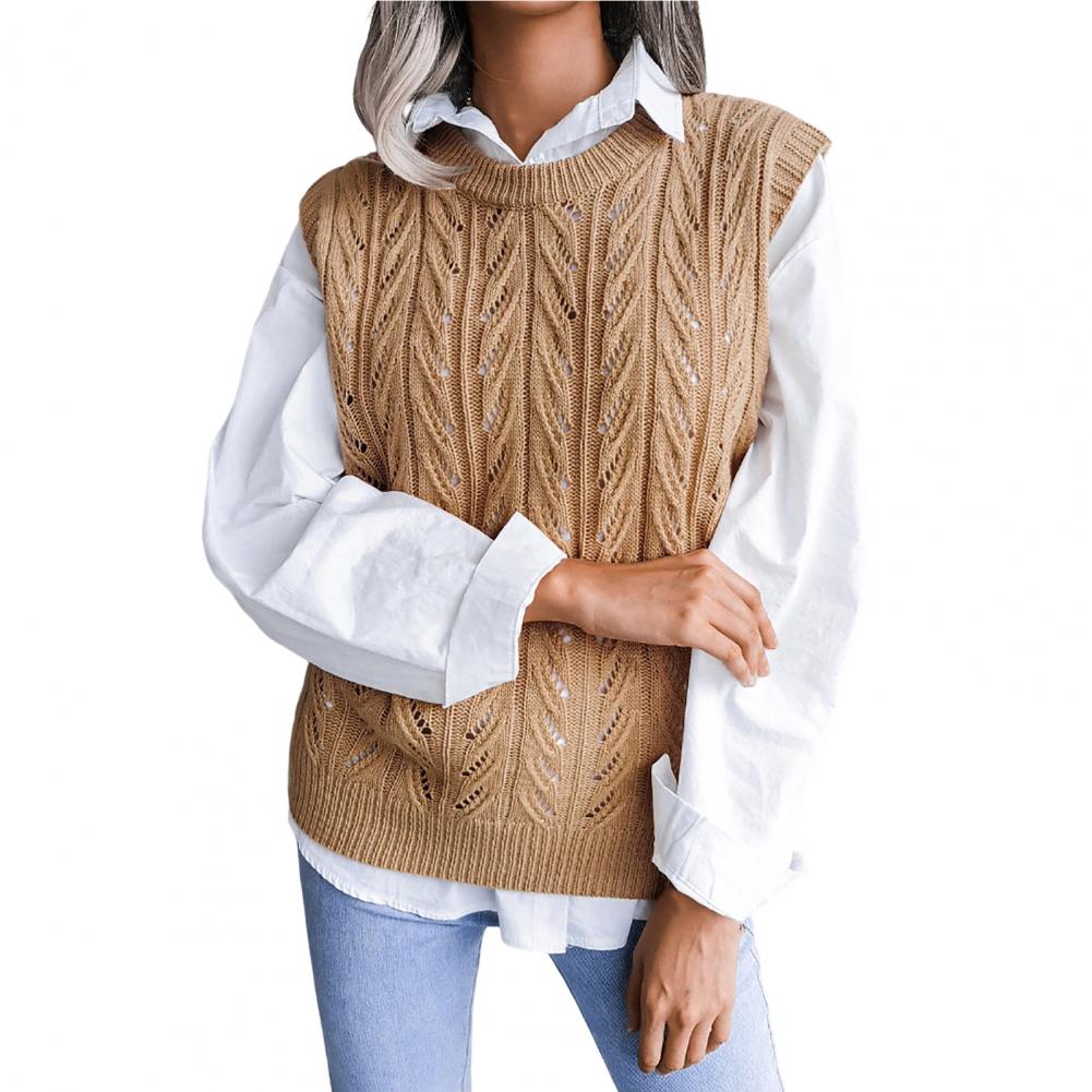 Classic Knitted Waistcoat Twist Thick Women Autumn Winter Loose Sleeveless Knitwear Stretchy Knitted Vest Streetwear alx