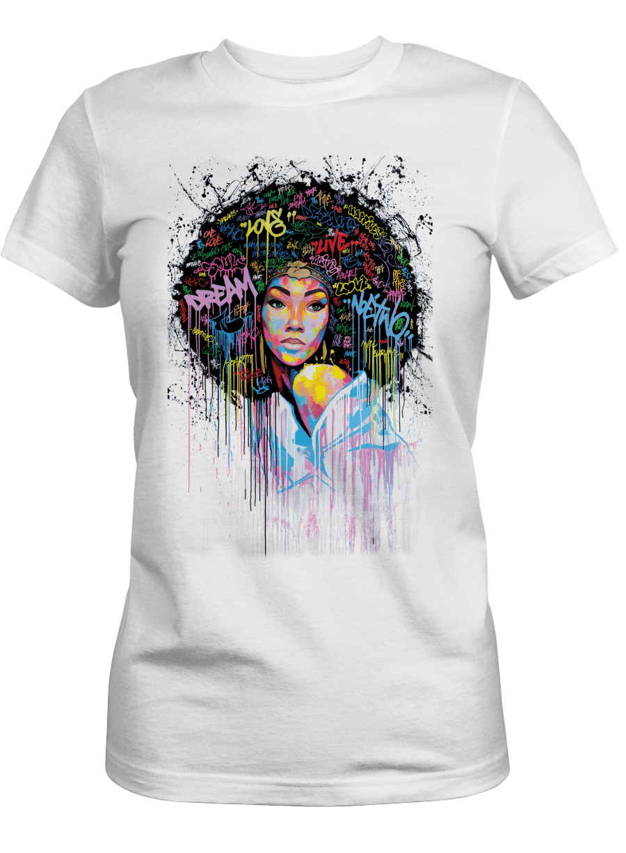 Shirt For Black Girl Afro Colorful Art Shirt For Black Women