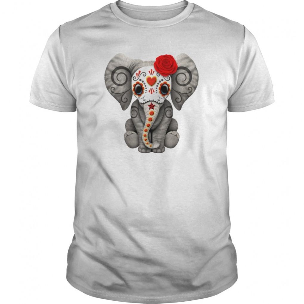 Red Sugar Skull Elephant Guys Tee 943528670