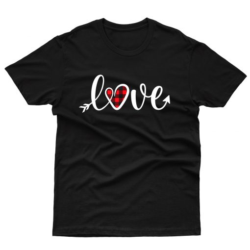 Valentines Day  Women Love Plaid Heart Cute T Shirt