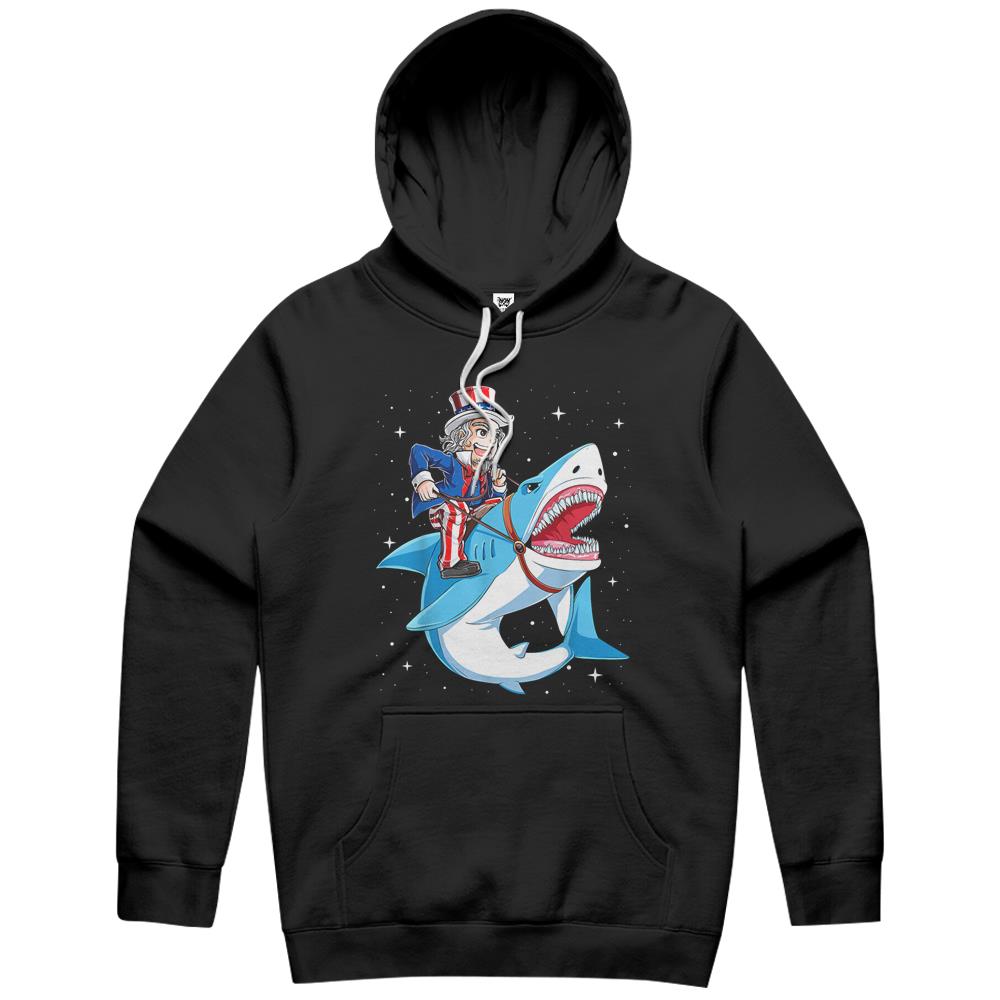 4Th July Shirts, Fourth Of July Hoodie, 4Th Of July Hoodie, Uncle Sam Riding Shark Hoodie 4Th Of July Hoodie