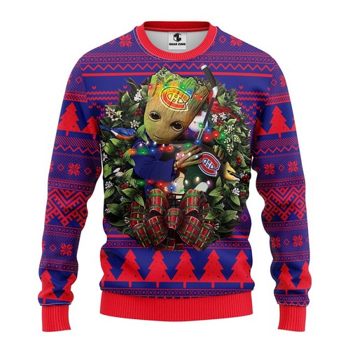 Montreal Canadiens Groot Hug Christmas Gift For Fan Ugly Wool Sweater Christmas