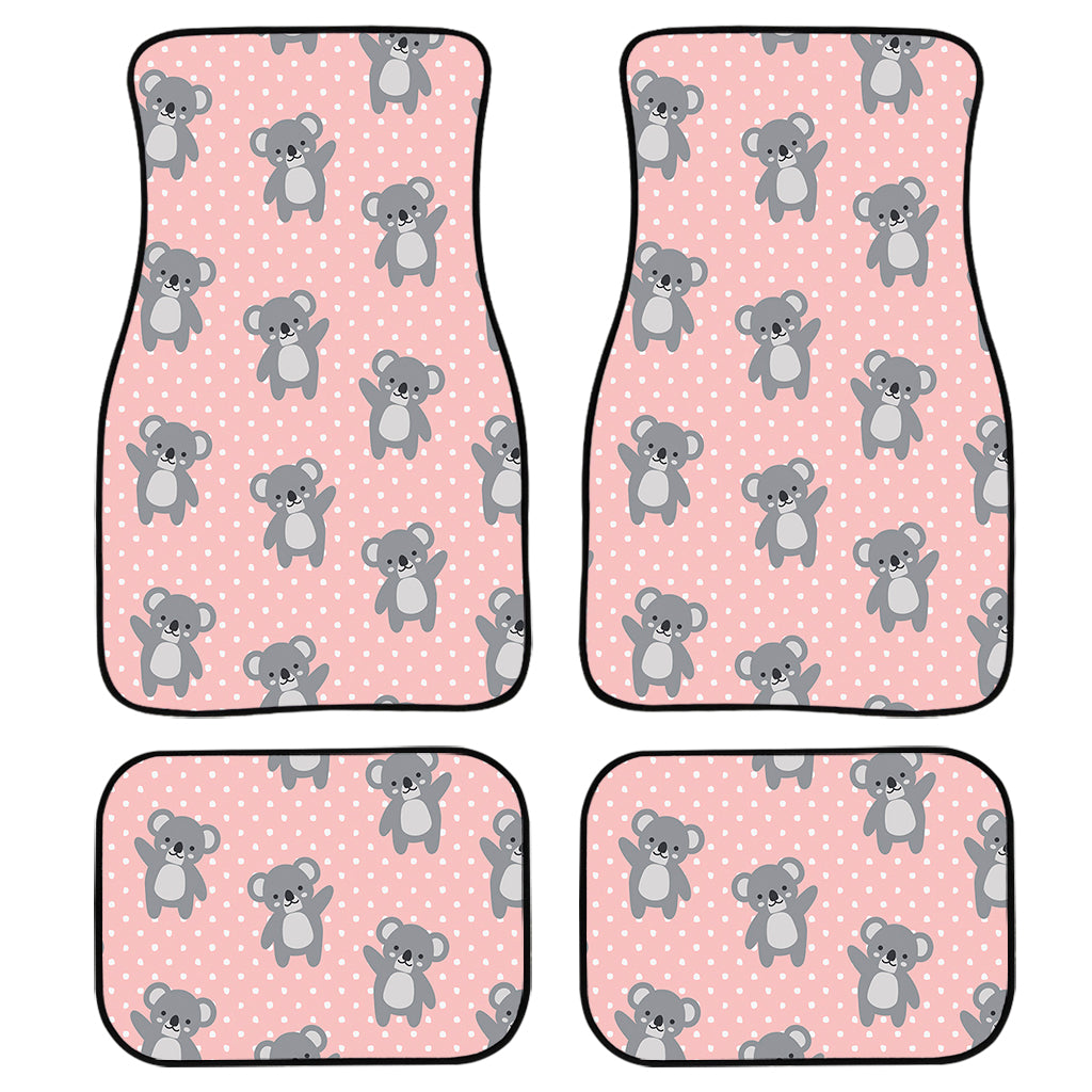 Polka Dot Koala Pattern Print Front And Back Car Floor Mats, Front Car Mat