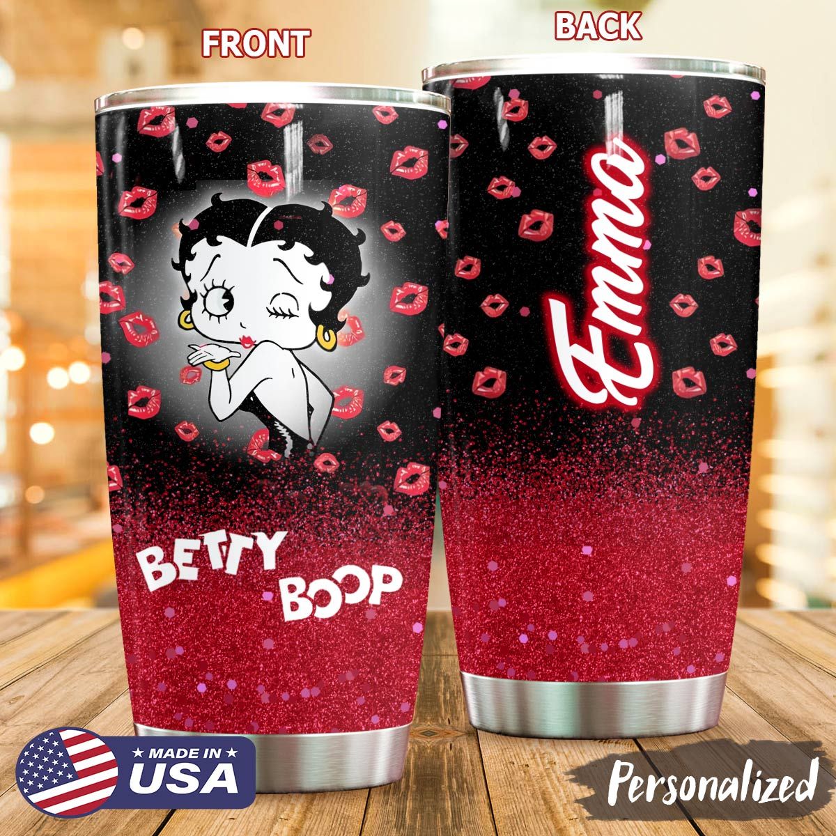 Betty Boop Gifts Personalized Stainless Steel Tumbler  Rughing's Signature Collection