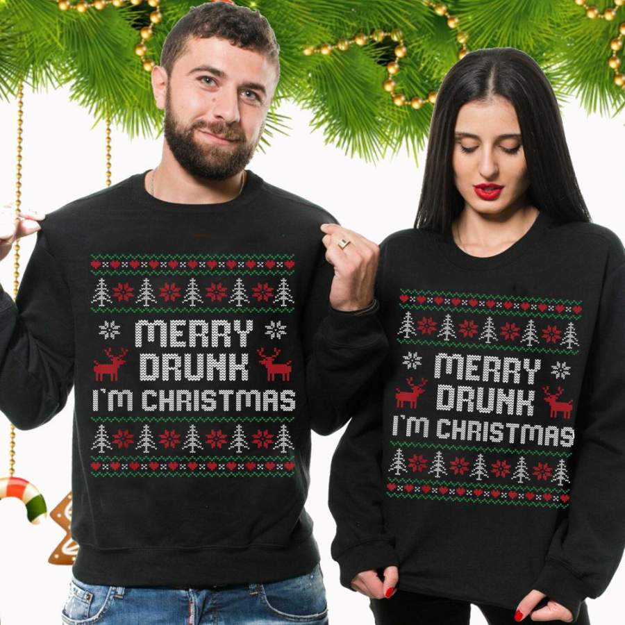 Witziges ugly christmas drinking, merry drunk i’m christmas sweater, merry drunk im christmas, ugliest christmas sweater, ugly christmas sweaters for couples, best ugly christmas sweaters – GST