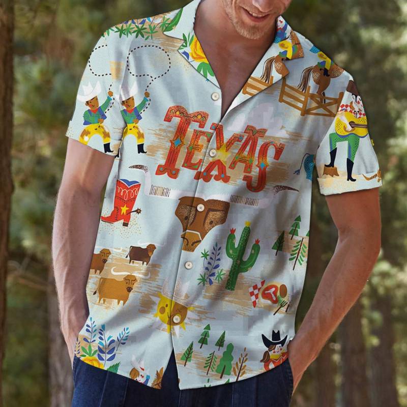 Artsyhomes Texas Cowboy Hawaiian Ha47137