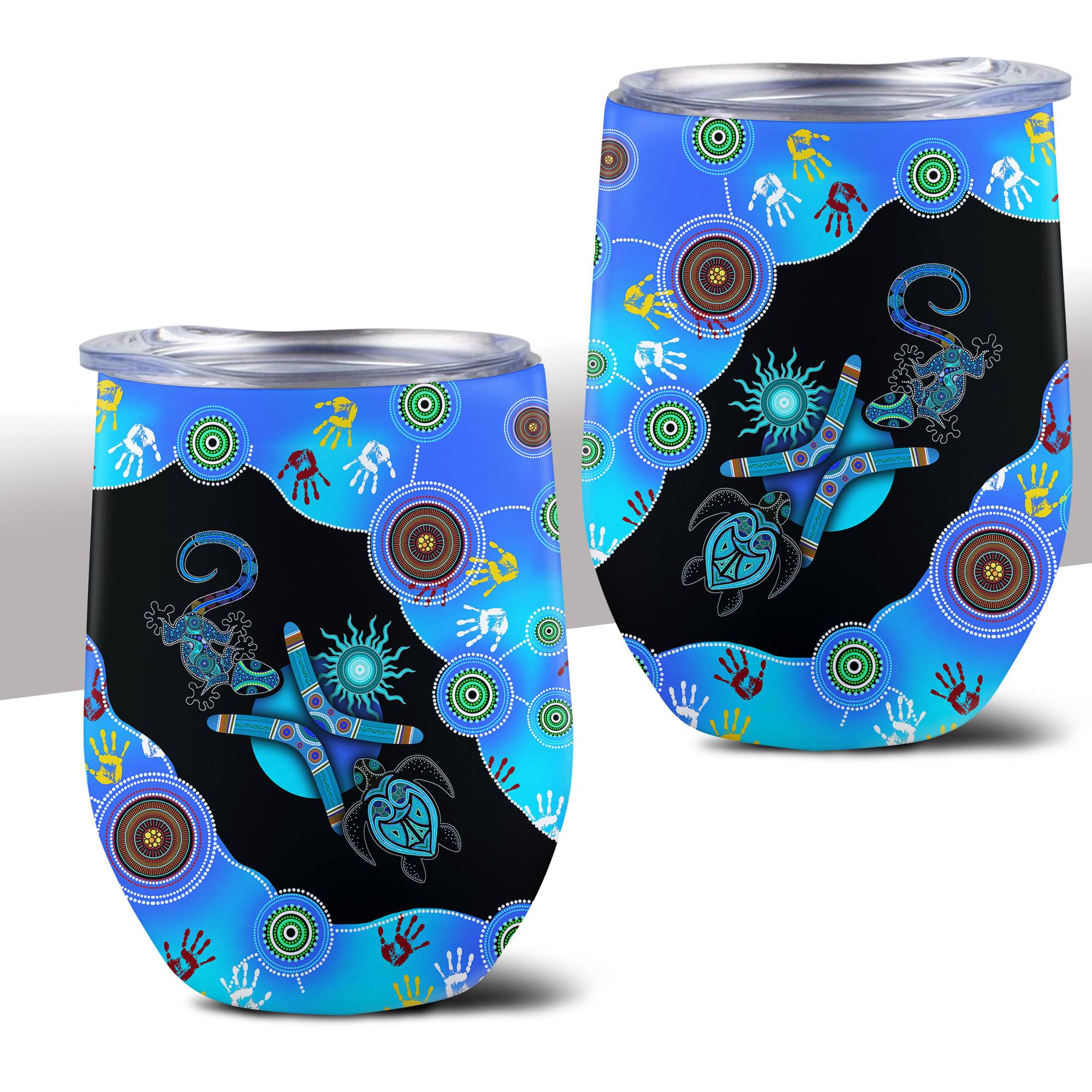 Aboriginal Naidoc Week 2021 Blue Wine Tumbler