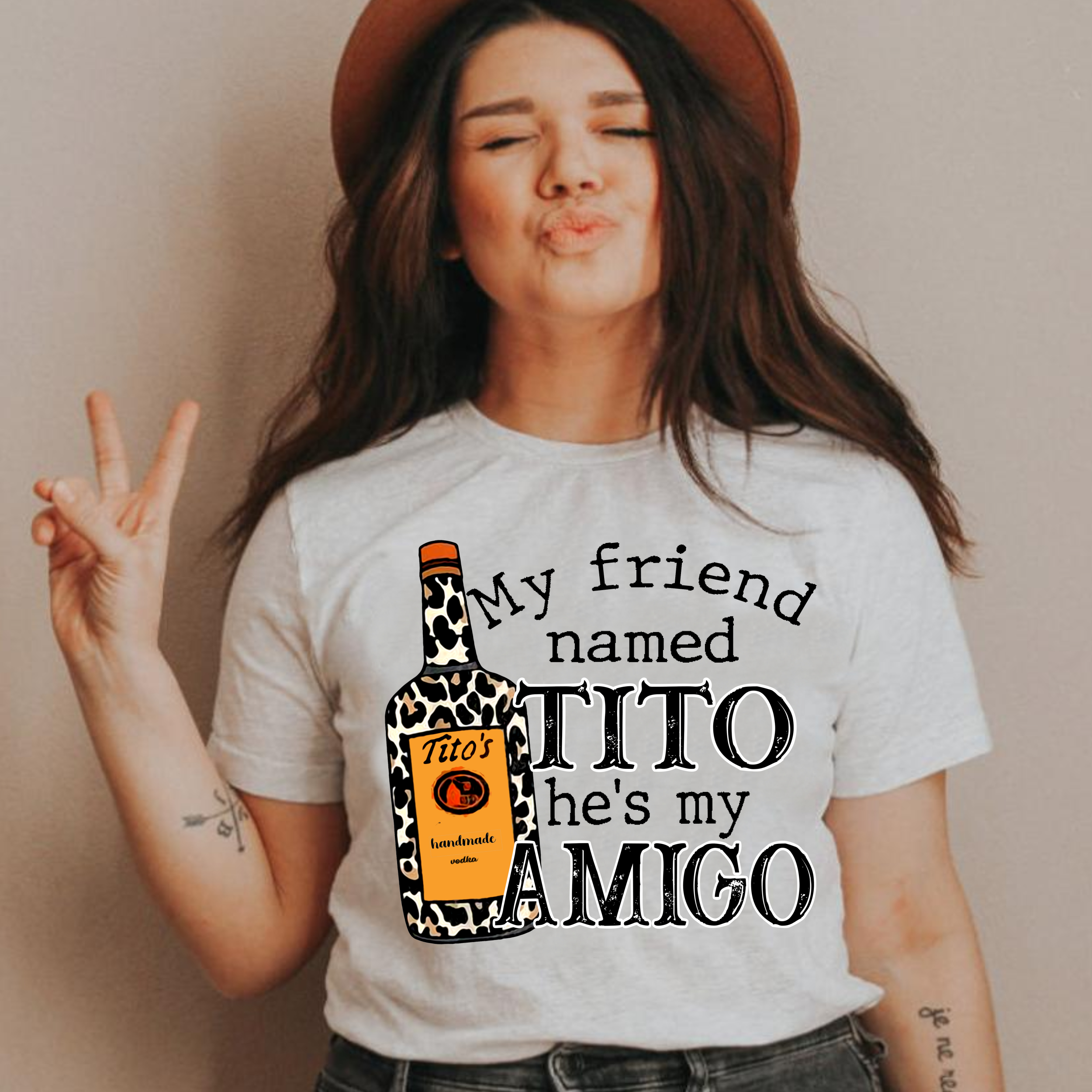 My Friend Named Tito Is My Amigo T Shirt Tito’S Leopard Print Sarcastic Party Vodka Lover Drinker Alcohol Drinking Vintage Tee