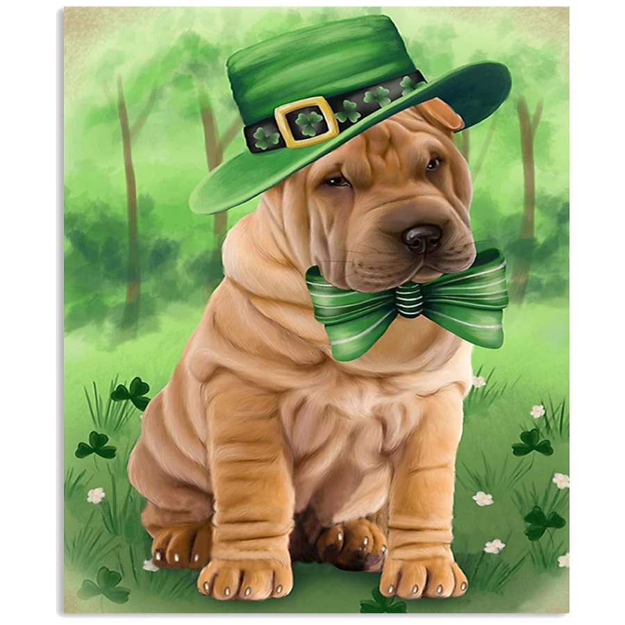 Shar Pei Puppy Shamrock For St.Patrick’s Day Vertical Poster