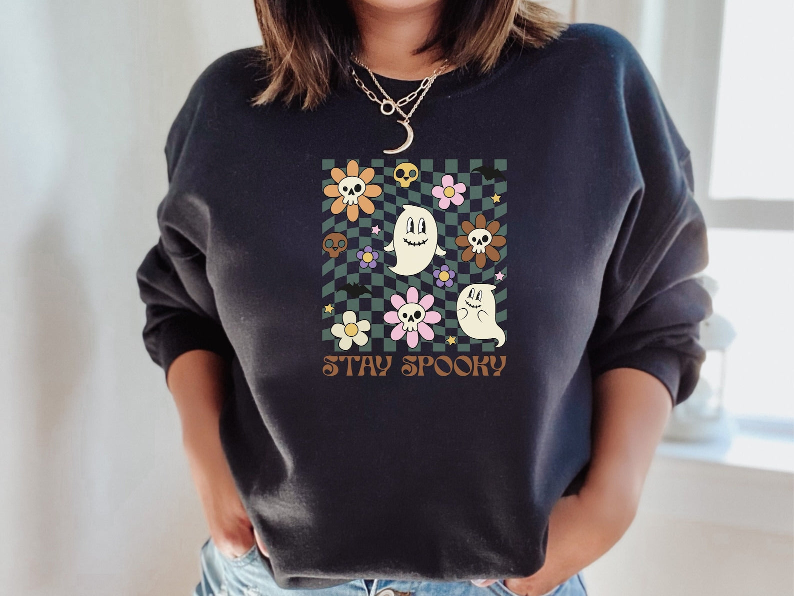 Halloween Retro Sweatshirt Halloween 2D Crewneck Sweatshirt All Over Print Sweatshirt For Women Sweatshirt For Men Sws3803